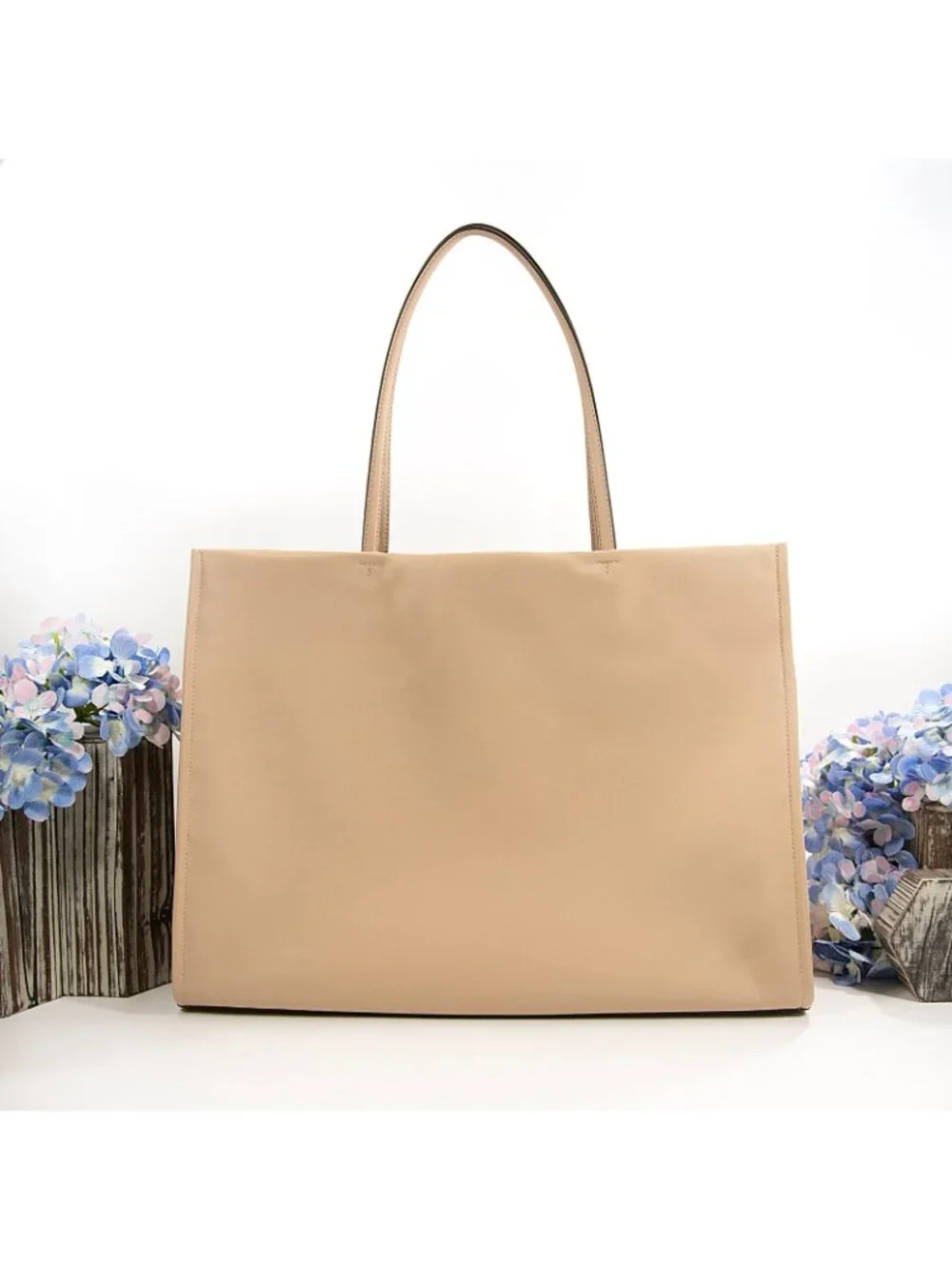 Tory Burch Ella Rose Silk Taupe Nylon Leather Large Tote Bag NWOT
